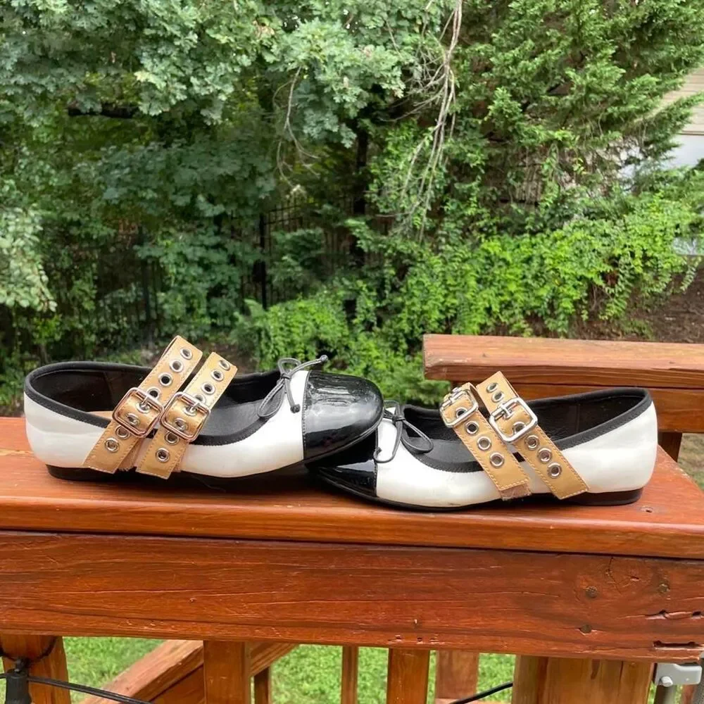 Jeffrey Campbell Women's 7.5 Black White Mary Jane Flats